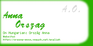 anna orszag business card